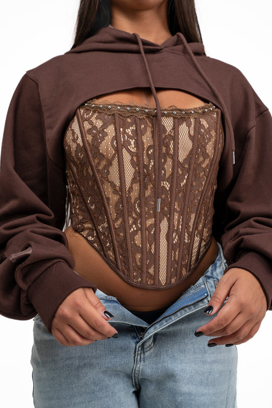 Corsetto ricamato in pizzo